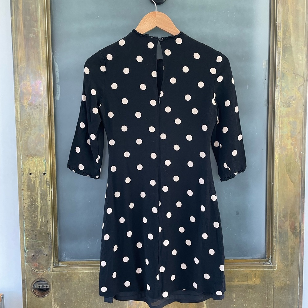 Kate Spade New York Black Pink Polka Dot Mini Dress Size 00 - Picture 3 of 6